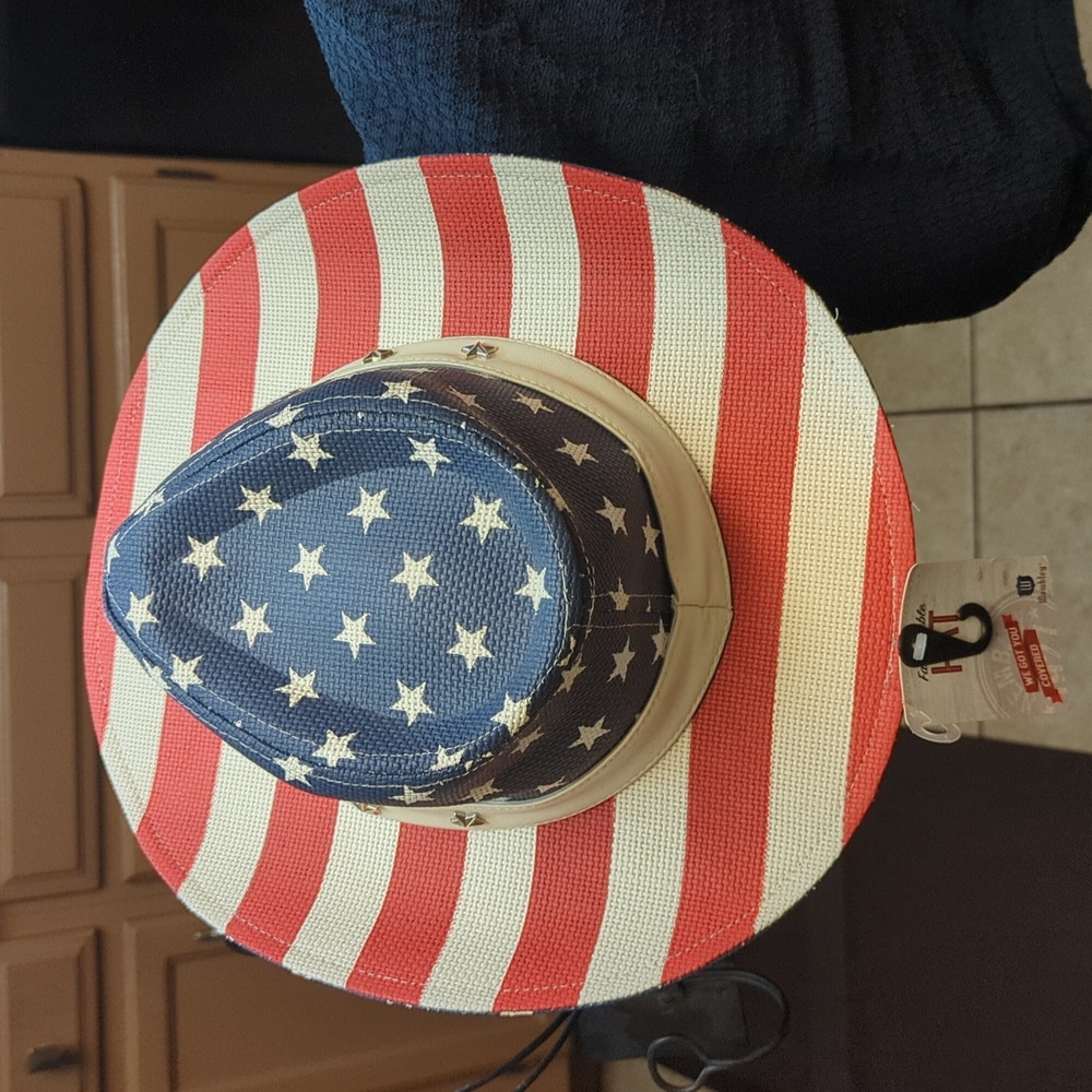Patriotic hat - Wembley cowboy/cowgirl patriotic with star studded lining